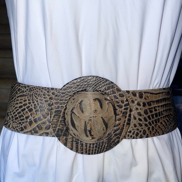 Leather crocodile 🐊 print belt by Miss Mak Couture Designs. Size L Genuine - Picture 5 of 12